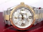 Rolex Datejust Fake Watch: Two Tone Silver Flower Face 36mm Men's Watch